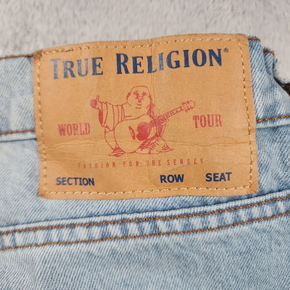 True Religion Jeans Mens 38x32 Ricky‎ Relaxed Straight Light Wash Blue Denim